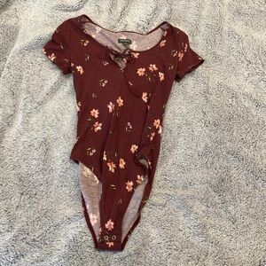 Wild Fable Maroon Floral Bodysuit